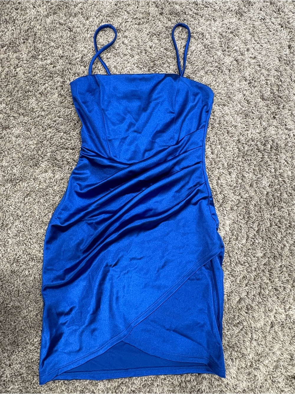 Windsor Royal Blue Spaghetti Strap Satin Mini Dress